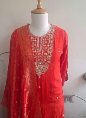 Elegant Rust Ethnic Kurta Set