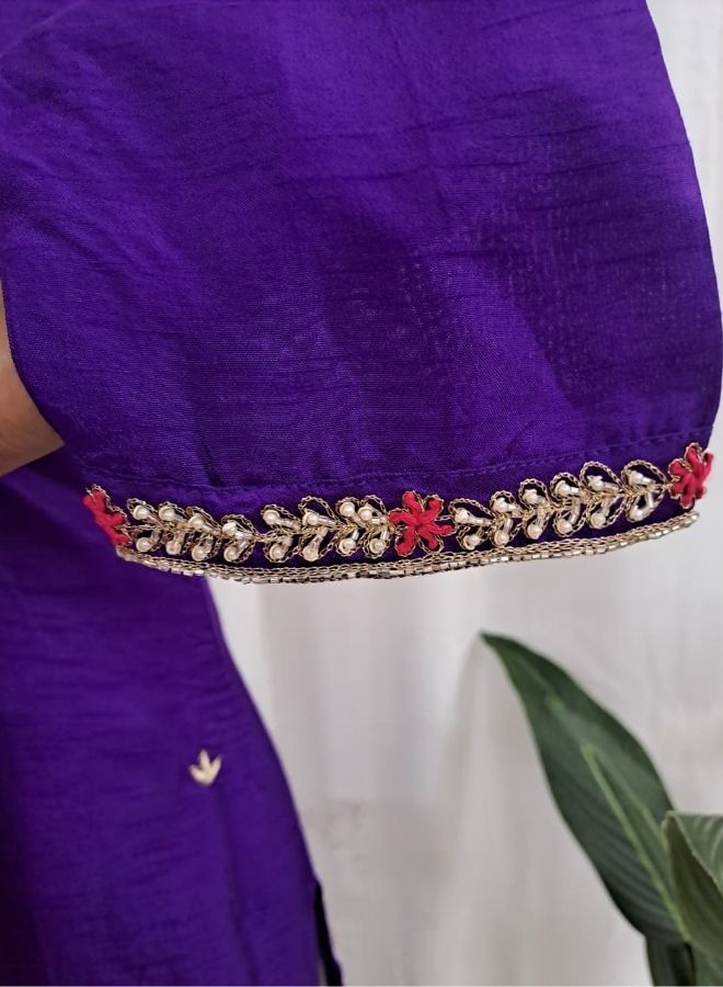 Royal Purple Kurta Set with Brocade Dupatta