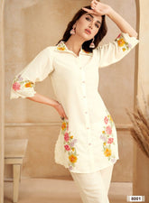 White Floral Embroidered Co-ord Set