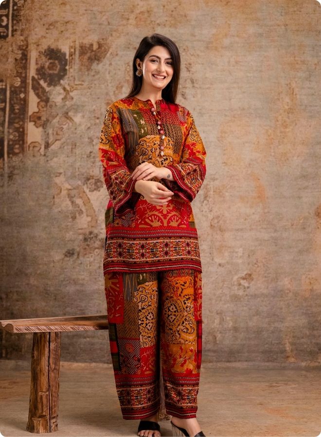 Orange Printed Co-ord Set