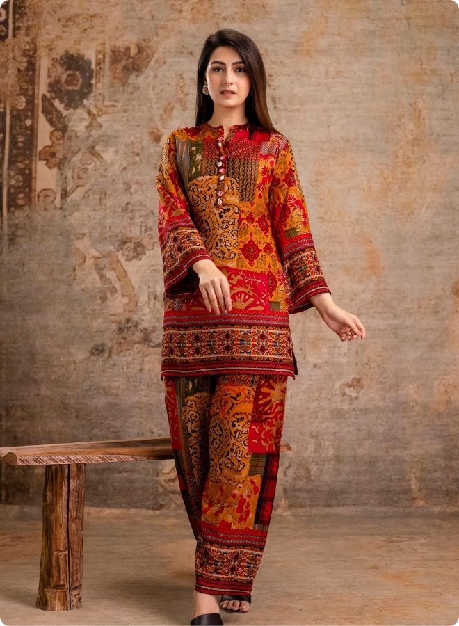 Orange Printed Co-ord Set