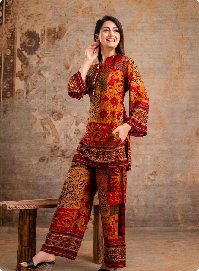 Orange Printed Co-ord Set