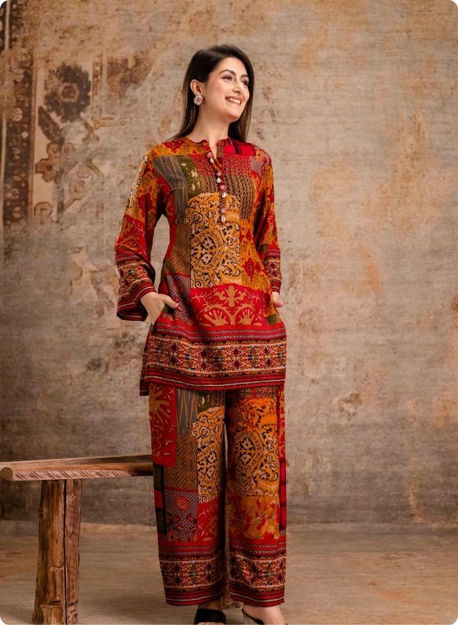 Orange Printed Co-ord Set