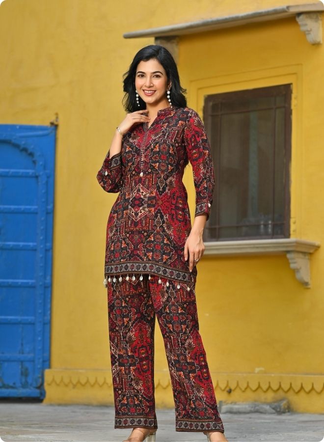 Red Printed Co-ord Set