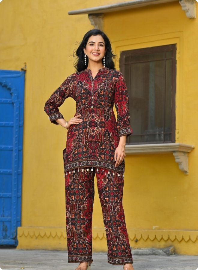 Red Printed Co-ord Set