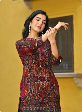 Red Printed Co-ord Set