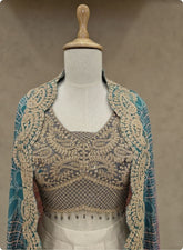 Grey Embroidered Crop Top & Palazzo Set