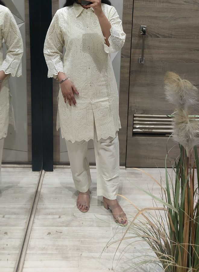 Cream Eyelet Lace Co-ord Set