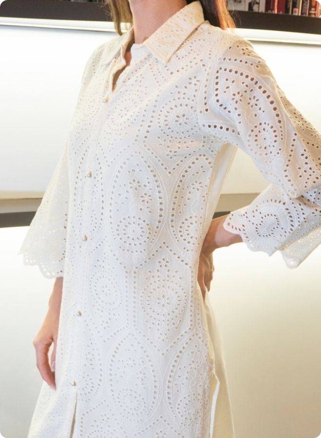 Cream Eyelet Lace Co-ord Set