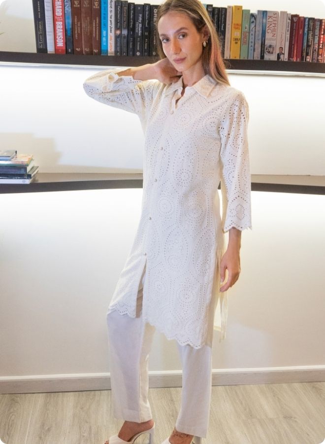 Cream Eyelet Lace Co-ord Set