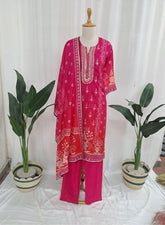 Pink Embroidered Cotton Suit
