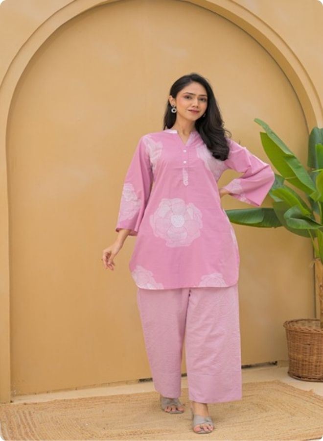 Pink Printed Kurta & Pant Set