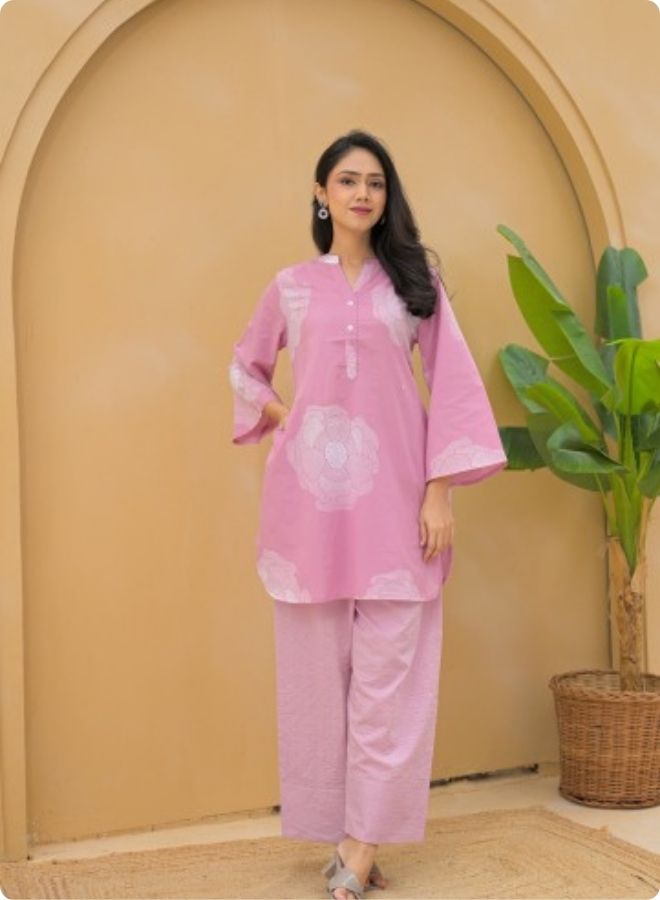 Pink Printed Kurta & Pant Set