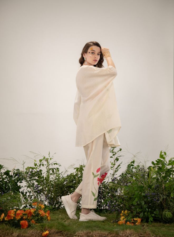 Elegant Floral Cream Co-Ord Set