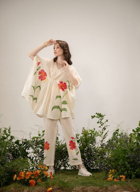 Elegant Floral Cream Co-Ord Set