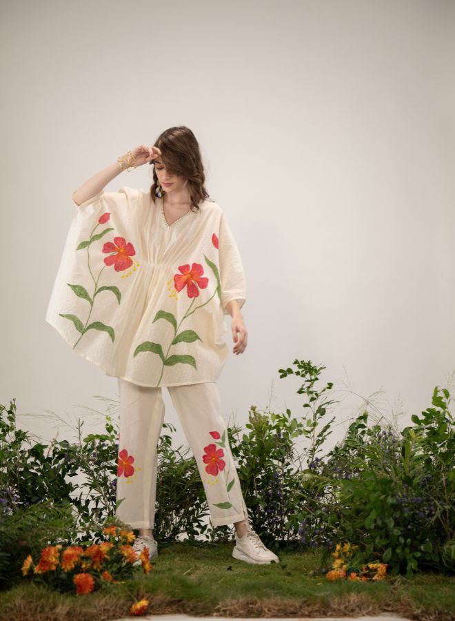 Elegant Floral Cream Co-Ord Set