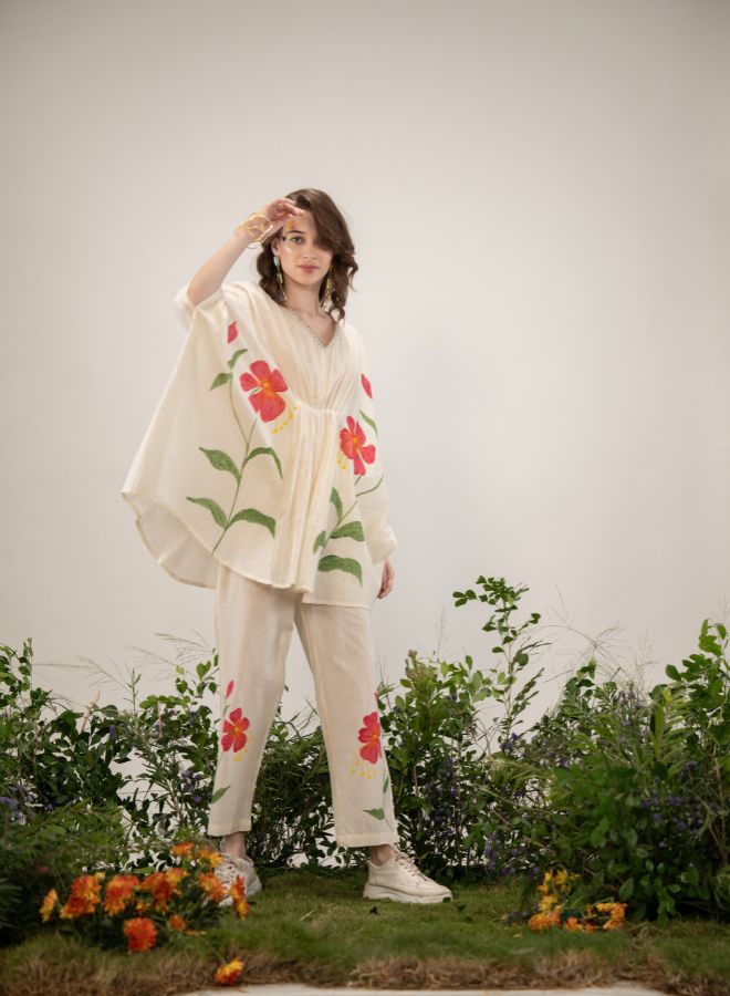 Elegant Floral Cream Co-Ord Set