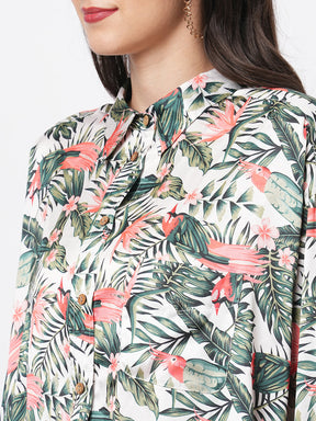 Loose Fit Shirt With Button Down Front In Resort Wear Print.