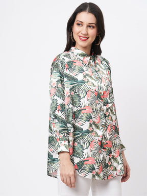 Loose Fit Shirt With Button Down Front In Resort Wear Print.