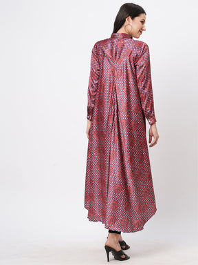 High Low Front Placket Shirt In A Relaxed Fit And Traditional Earthy Tone Color