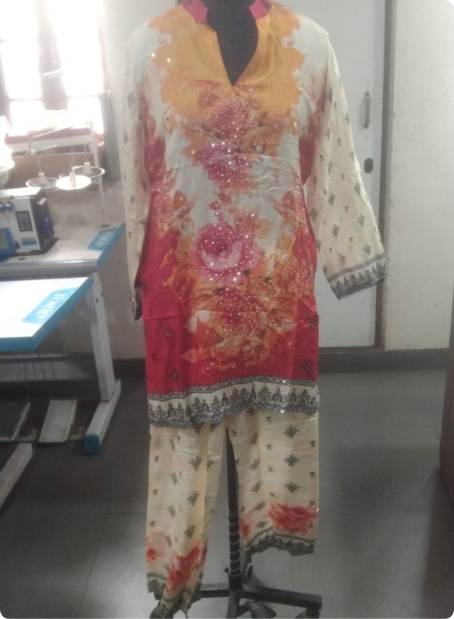 Red and Yellow Floral Printed Kurta Set