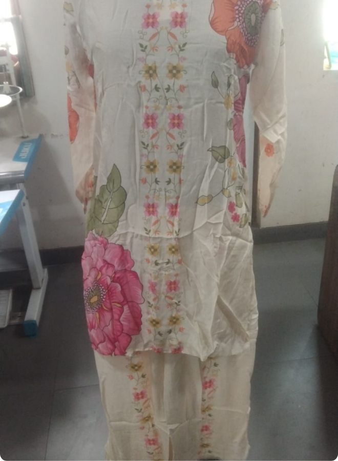 White Floral Printed Kurta Set