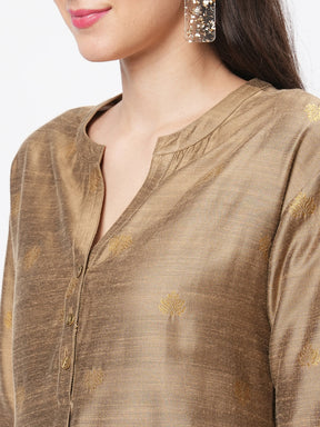 Rich Gold Tunic Set With Gold Butti Printed All Over